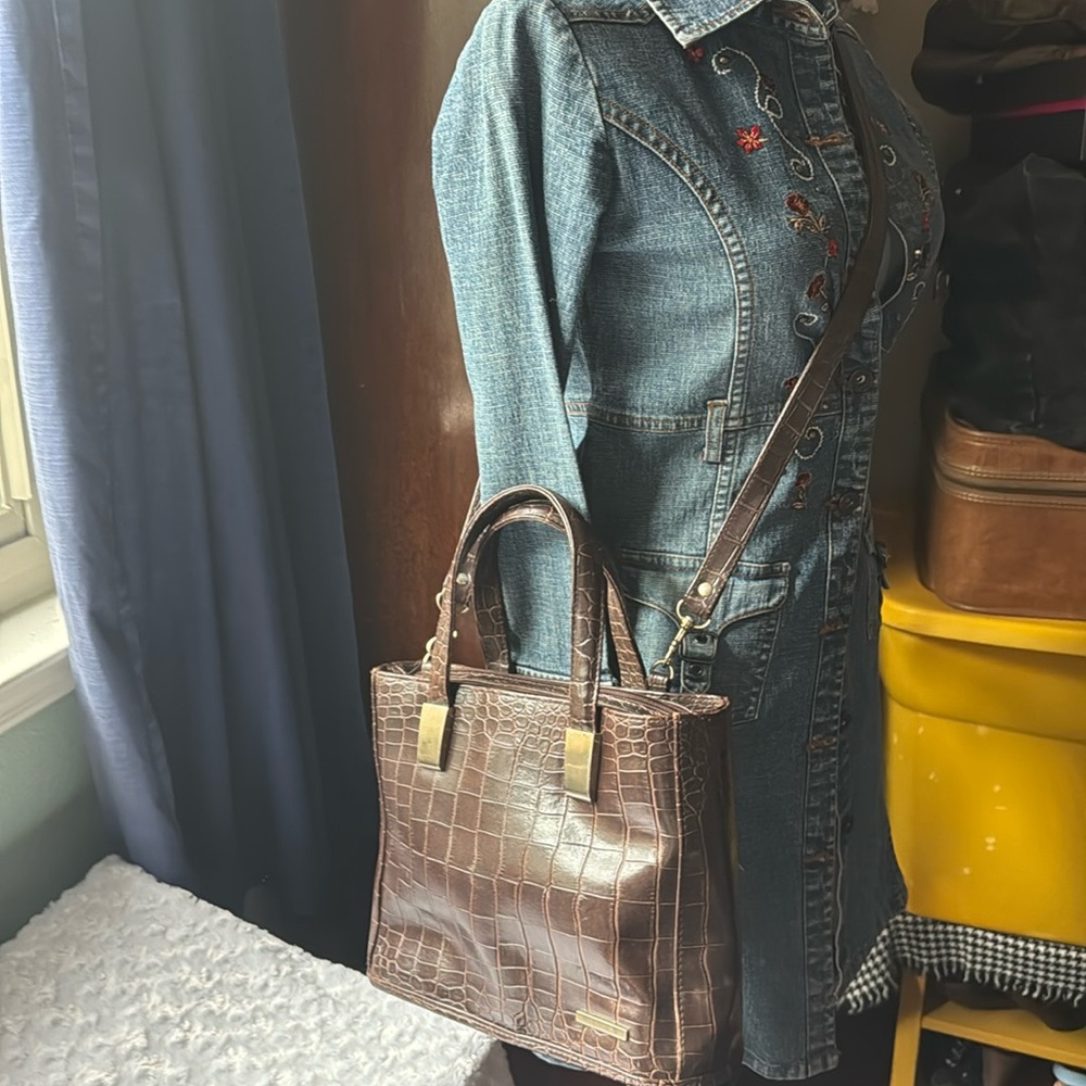 Brown faux crocodile bag